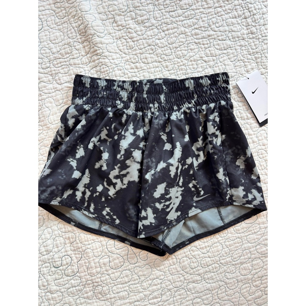 Nike Womens Dri-FIT Training Shorts Black Grey Abstract Print Size XS